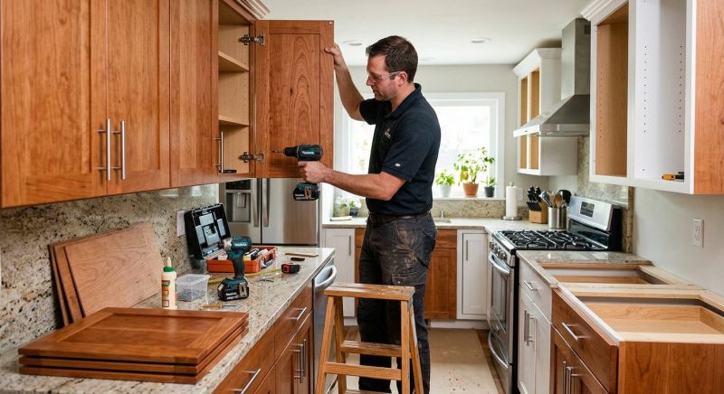 Cherry Cabinet Refacing in Bloomington, IN