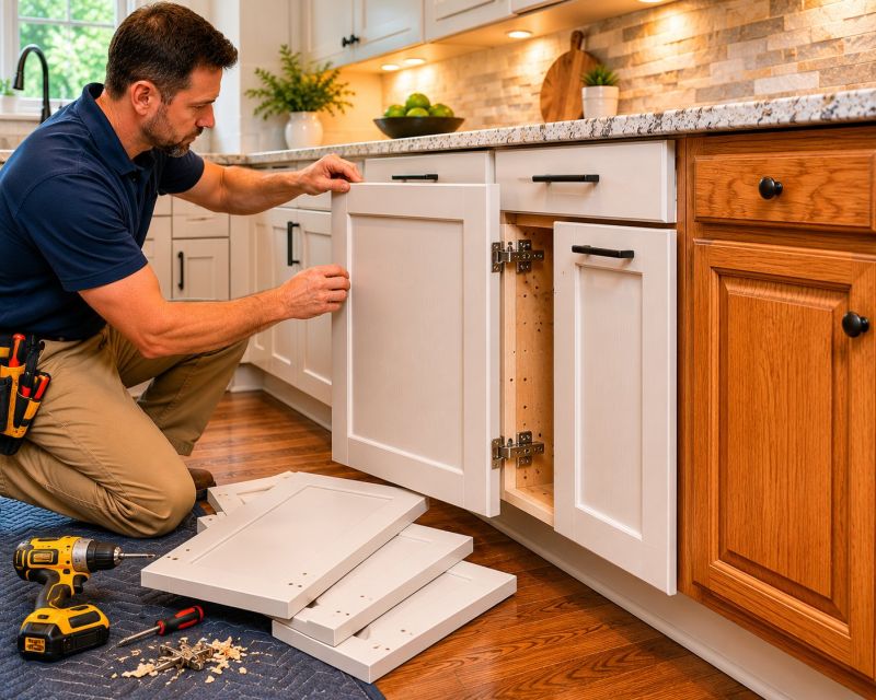 Cherry Cabinet Refacing in Carmel, IN